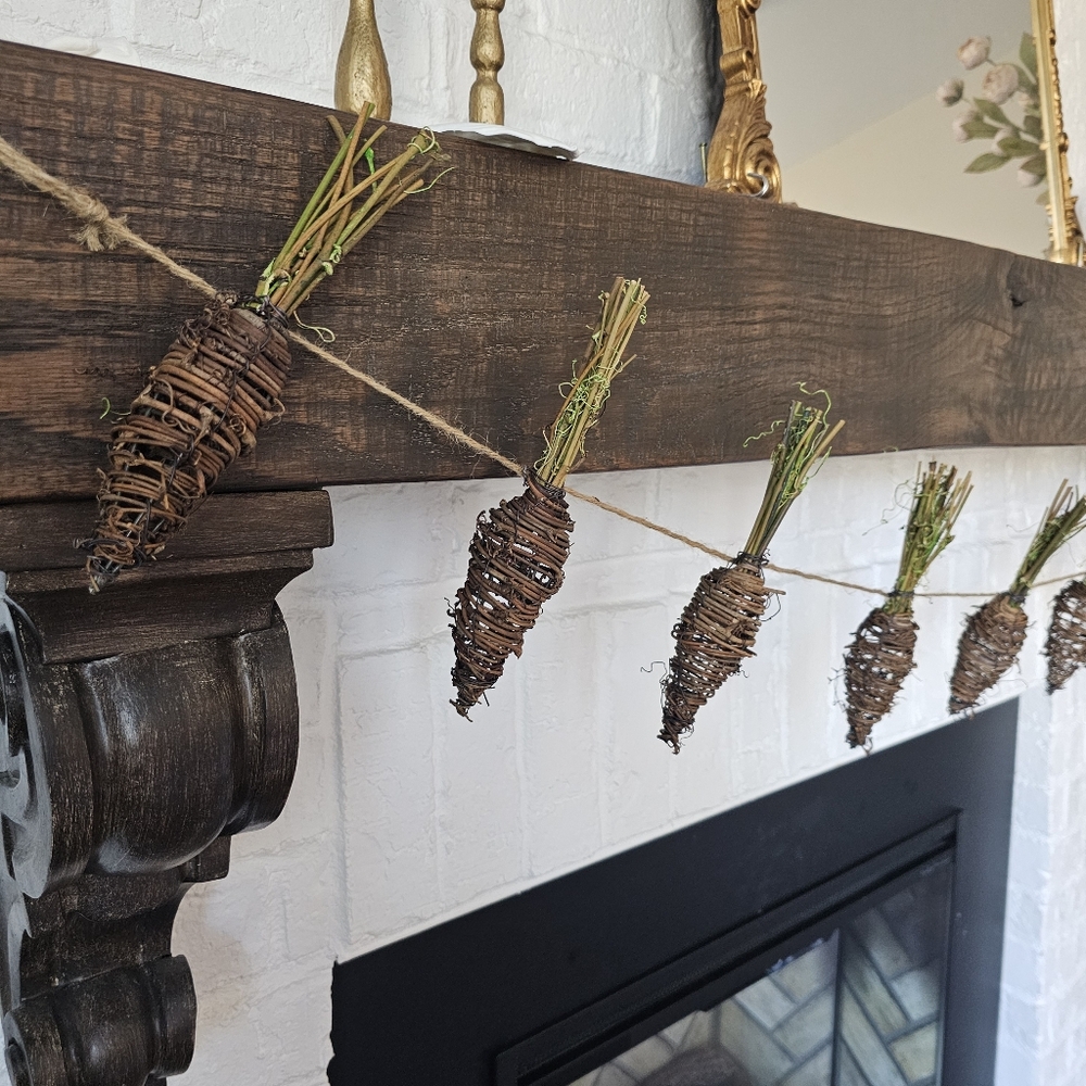Rustic Twig Vine Carrot Garland 4ft For Spring Easter